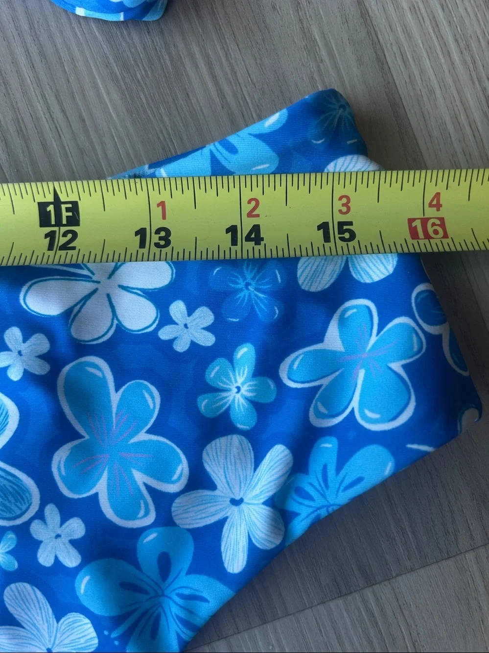 Floral One Shoulder Bikini XL Blue Swimsuit Beach Stretch 2-Piece Whimsical